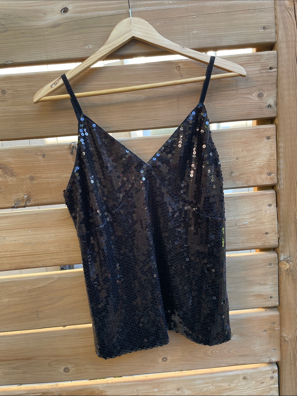 Joseph Ribkoff Black Sequin V-Neck Camisole Cami Top - Size 14 (Made in Canada)